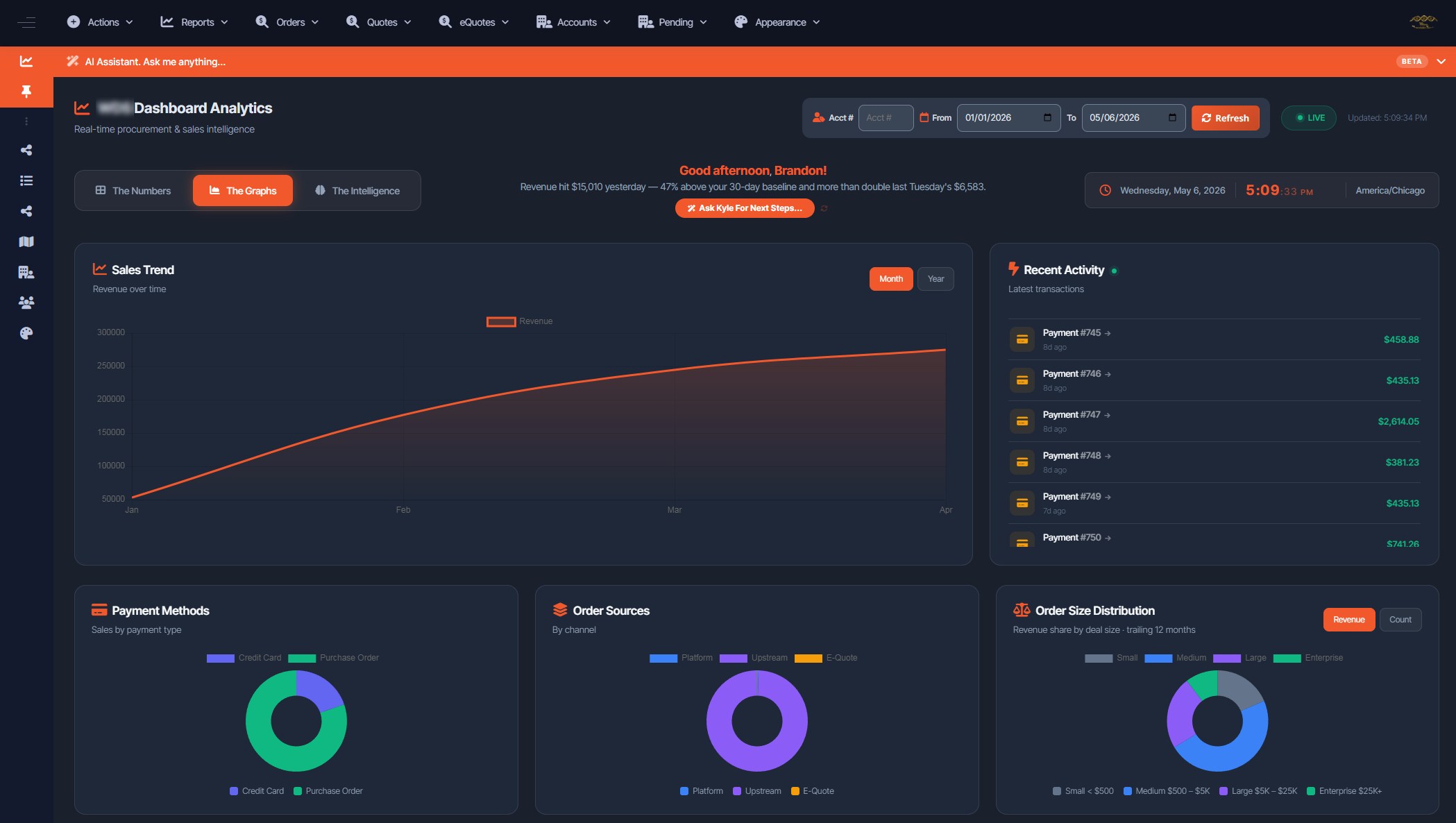 Dashboard — Numbers Dark
